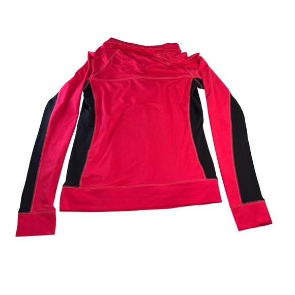 Victorias Secret PINK Ultimate Quarter Zip Pullover Neon Pink Black Medium - Picture 3 of 4